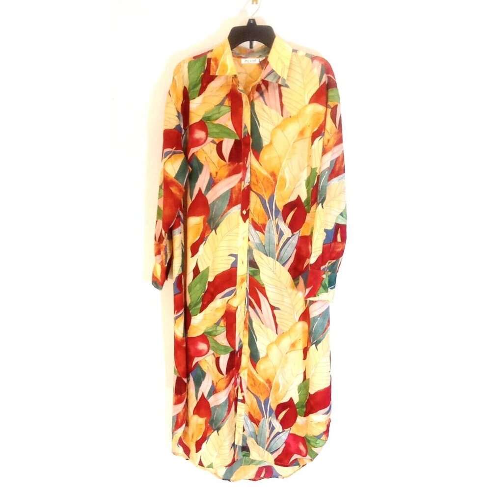 Joy And Ash  Shirt Dress Top Womens Size 1X Beachy Cover Up Button Down Collared